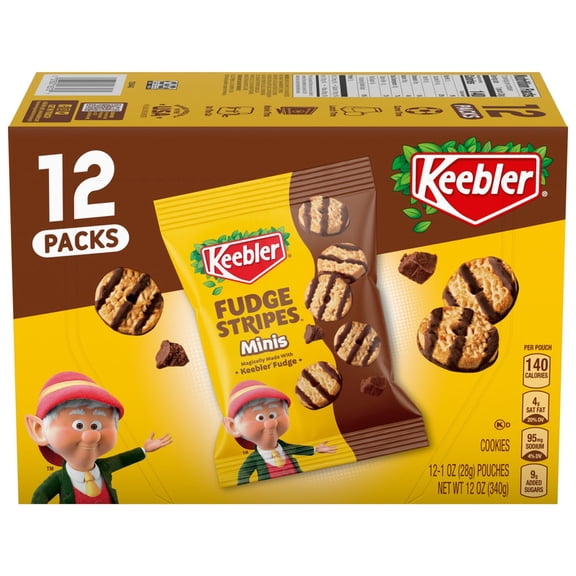 Pack of 2 Keebler Mini Fudge Stripe Cookies 12 Count Snack Packs