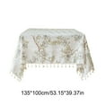 thumbnail image 3 of Euaioeiu Elegant Jacquard Tablecloth with Tassel Floral Birds Print, Waterproof Stain-Resistant Polyester Fabric, 53x39 Inches Rectangular Table Cover for Dining Room Kitchen Party Wedding Decoration, 3 of 6