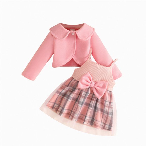 mgoYE Baby Girl Clothes Toddler Dresses Infant Fall Winter Outfits Little Coat Princess Cardigan Dress Set 9 12 18 24m 3t(Pink,12-18 Months)