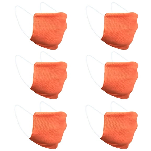 6 PCs Easy to Wash Face Mask Light Weight Breathable Reuseable Washable in Neon Orange