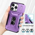 thumbnail image 6 of For iPhone 13 Pro Max Slim Fit Shockproof Hybrid with Slide Camera Cover & Rotated Ring Kickstand, [Military-Grade] Phone Case For iPhone 13 Pro Max 6.7",Purple,For iPhone 13 Pro Max, 6 of 8