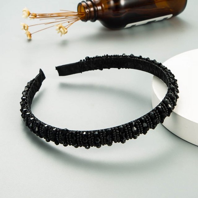 Diadema con cuentas tejidas a mano para el cabello Homing Hair Hoop, estilo barroco, esponja, accesorios simples para el cabello facial para mujer