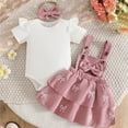 thumbnail image 5 of Gerichy Toddler Baby Girl Outfits Short Sleeve Ribbed T-Shirt Bow Overall Dresses Suspender Skirt Set Summer Clothes, 5 of 6