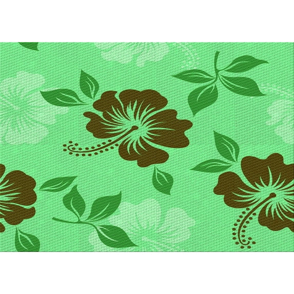 Ahgly Company Indoor Rectangle Patterned Dark Lime Green Area Rugs, 5' x 8'