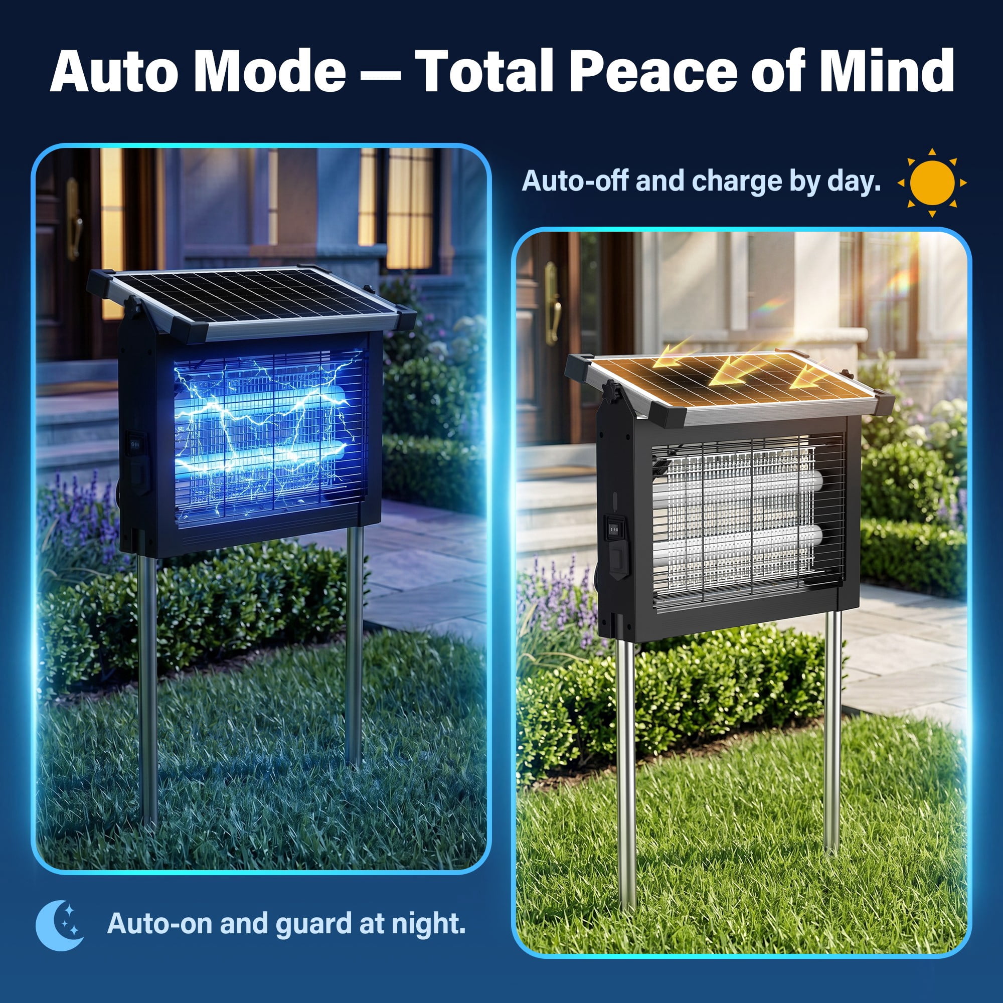 AENKYO Outdoor Solar Bug Zapper, 4500V 10W Solar Powered Mosquito Killer, up to 1 Acre