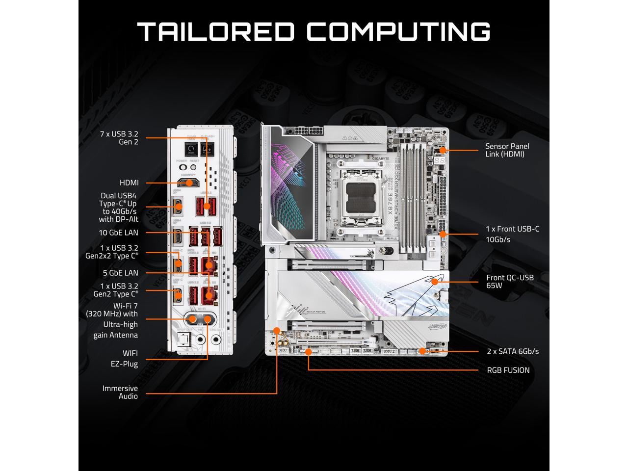 GIGABYTE X870E AORUS MASTER X3D ICE AM5 AMD X870E ATX Motherboard