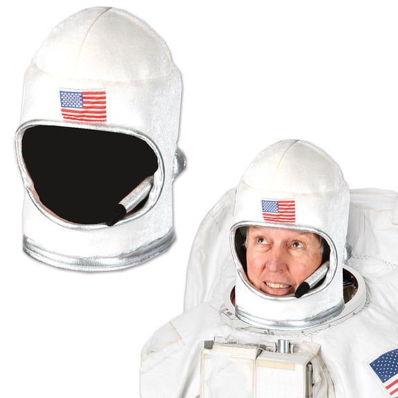 Party Central Pack of 6 White Plush Astronaut Space Helmet Adult Men's Halloween Costume - One Size
