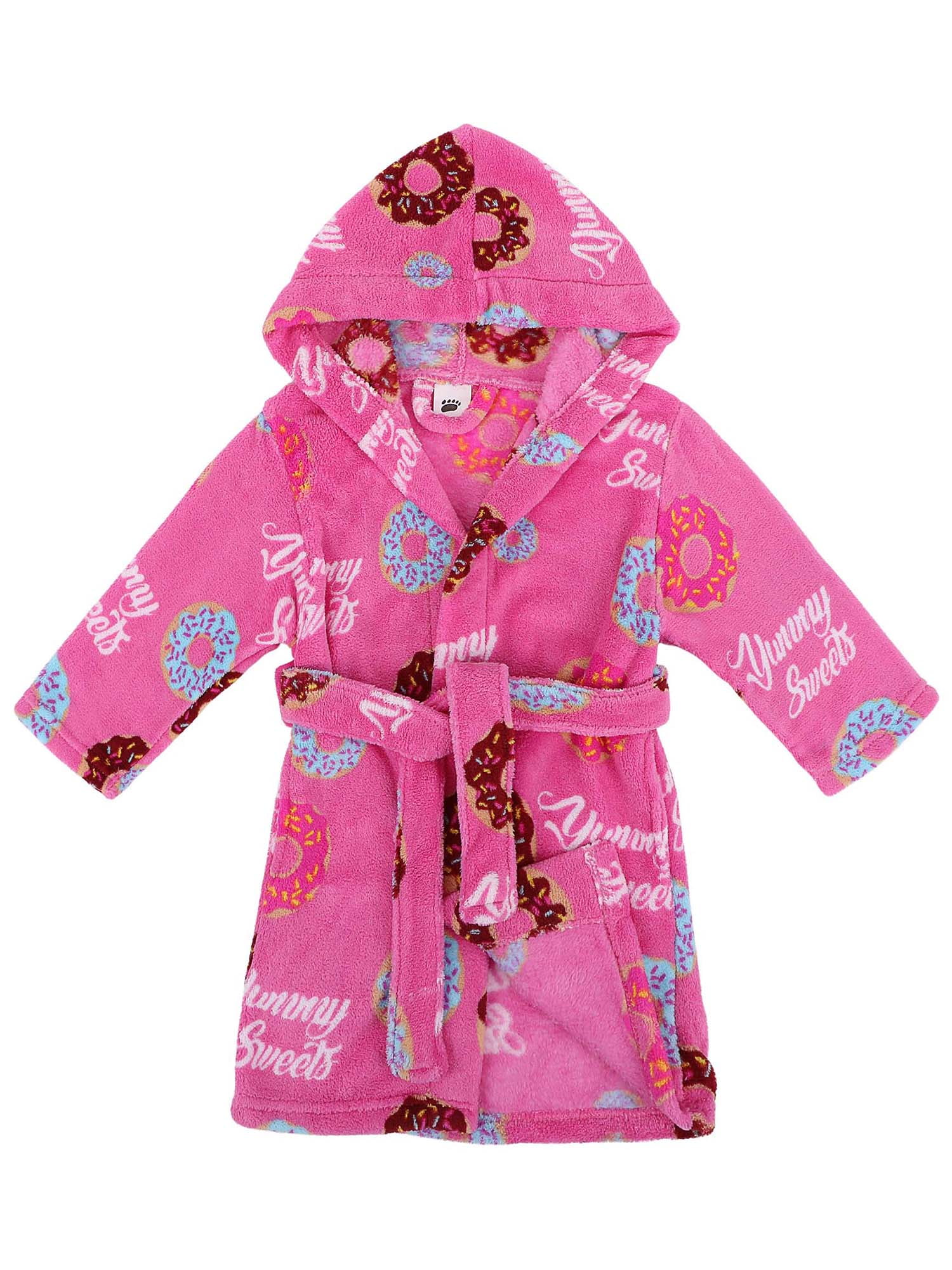 Simplicity - Children Hooded Printed Flannel Fleece Bathrobe Girls Robe  with Pockets,Donut,XL - Walmart.com - Walmart.com
