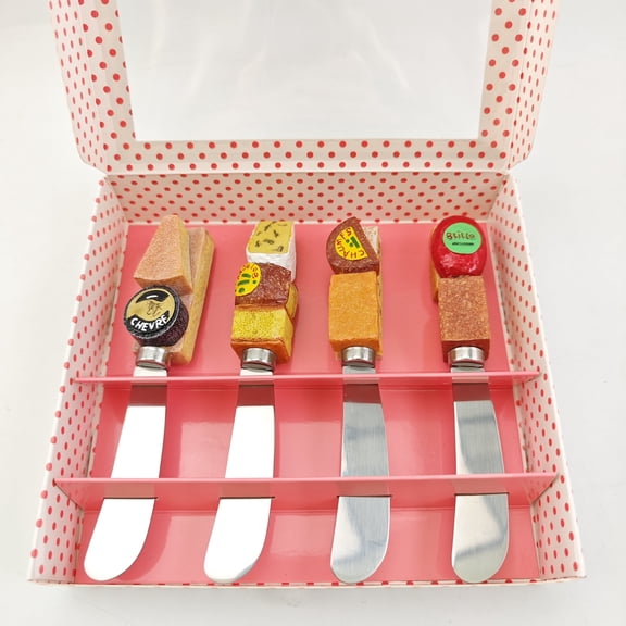 Juniland handmade toast style resin handle stainless steel cute style butter spatula 4 piece set