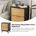 thumbnail image 5 of COZAYH Modern Farmhouse Nightstand, Drawer with Handcrafted Wood Ring Motif, 2-Drawer Black Nightstand with Short Iron Legs and Handles, 5 of 7