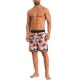 thumbnail image 2 of INSPIRE CHIC Men's Trunks Tropical Leaf Print Elastic Drawstring Waist Beach Board Shorts 36 Pink, 2 of 5