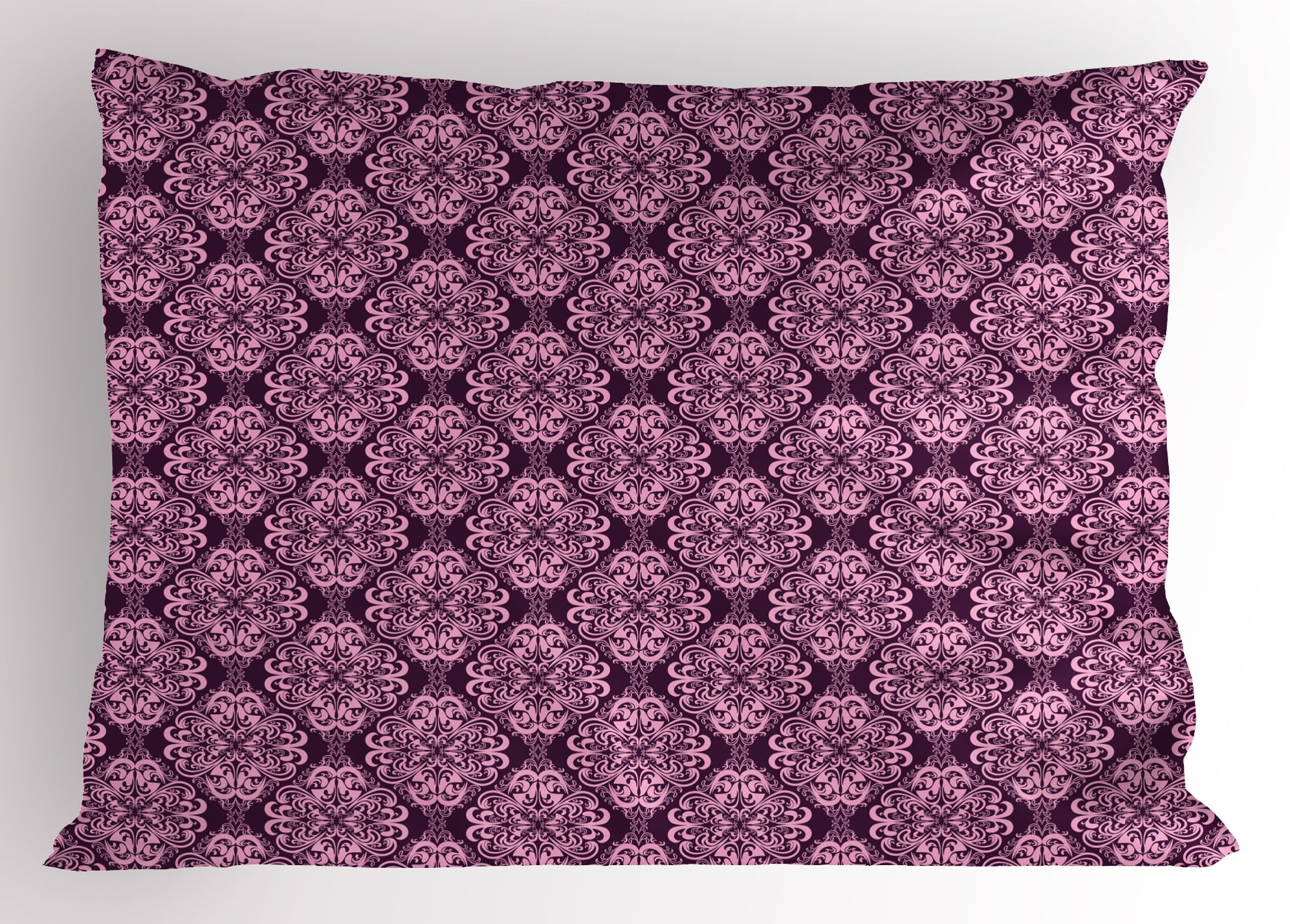 Purple Pillow Sham Victorian Romantic Damasked Floral Oriental Swirl
