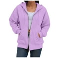 thumbnail image 2 of felwors Women's 2025 Zip Up Y2K Hoodies Casual Long Sleeve Sweatshirts Fall Spring Track Jackets with Pockets Light Purple, XXXL, 2 of 9
