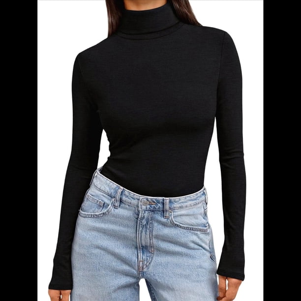 Camisetas de Larga para Mujer, Ropa Interior Térmica Básica de Otoño, Ropa de Invierno Negro XXXL