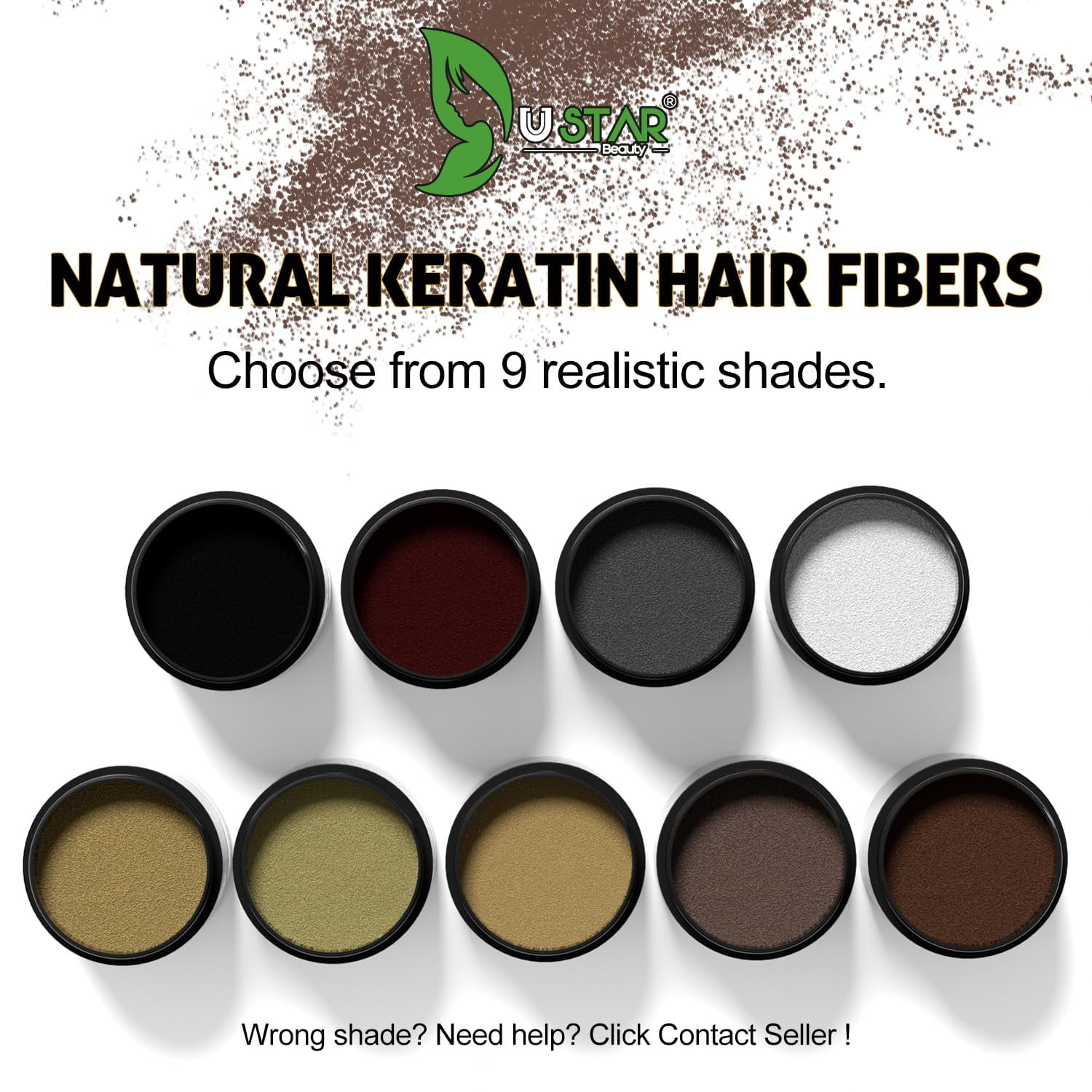 Ustar Hair Building Fibers Fill in Fine or Thinning Hair (Dark Brown) 2 Pack with Fiber Hold Spray