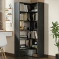 thumbnail image 5 of 71" Tall Black Corner Bookshelf, 6 Tier L-Shape Corner Shelf Stand, Freestanding Wood Display Stand for Living Room and Office, 5 of 8