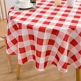 thumbnail image 4 of Round Red and White Checkered Tablecloth 70 Inch Spring Gingham Table Cloth- Buffalo Plaid Polyester Table Cover for Summer Holiday Decorations Reusable Water Resistant, 4 of 8