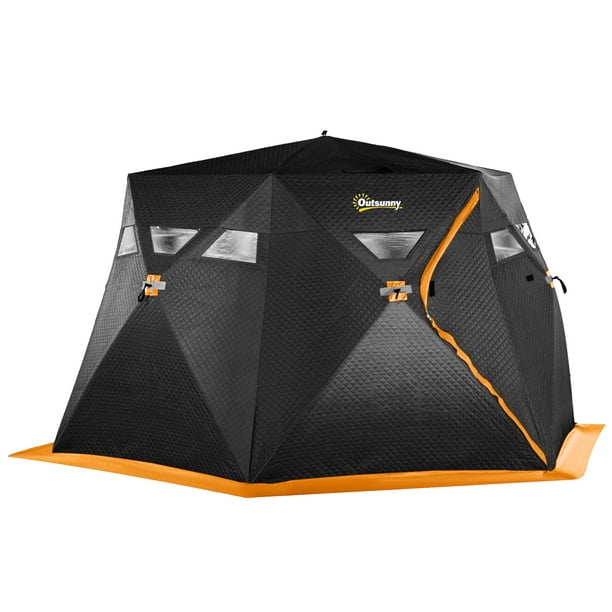 VEVOR 8 Person Ice Fishing Shelter, Pop-Up Portable Insulated Ice Fishing  Tent, Waterproof Oxford Fabric Orange