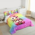 thumbnail image 3 of Feelyou Kawaii Bownot Rabbit Bedding Comforter Set for Kid, Glitter Stars Rainbow Twin Comforter Sets, Groovy Flower Floral Reversible Bedding Set, Super Cozy Room Decor, 2pcs, 3 of 8