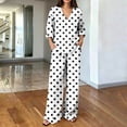 thumbnail image 2 of HAiming Plus Size 2 Piece Sets for Women Polka Dot Long Sleeve Tops Wide Leg Pants with Pockets Loose Lounge Sets, 2 of 6
