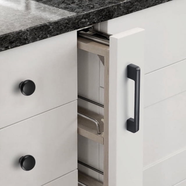 Manija negra para puerta de gabinete, cajón, armario, manija para puerta de armario, manija moderna minimalista de aleación de aluminio de un solo orificio