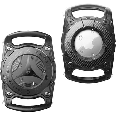 Airtag Holder 2 Pack, IP68 Waterproof Air Tag Case with Keychain, Black