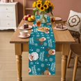 thumbnail image 2 of Christmas Santa Claus Table Runner 72 Inches, Cartoon Xmas Elk Snowflakes Blue Bed Runner Dresser Scarves Tabletop for Indoor Outdoor Parties/Ceremony/Banquet, 13" x 72", 2 of 8