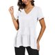 thumbnail image 1 of Camiseta estilo Babydoll suelta con cuello en V y manga corta con volantes para mujer, informal, para verano, 1 of 6