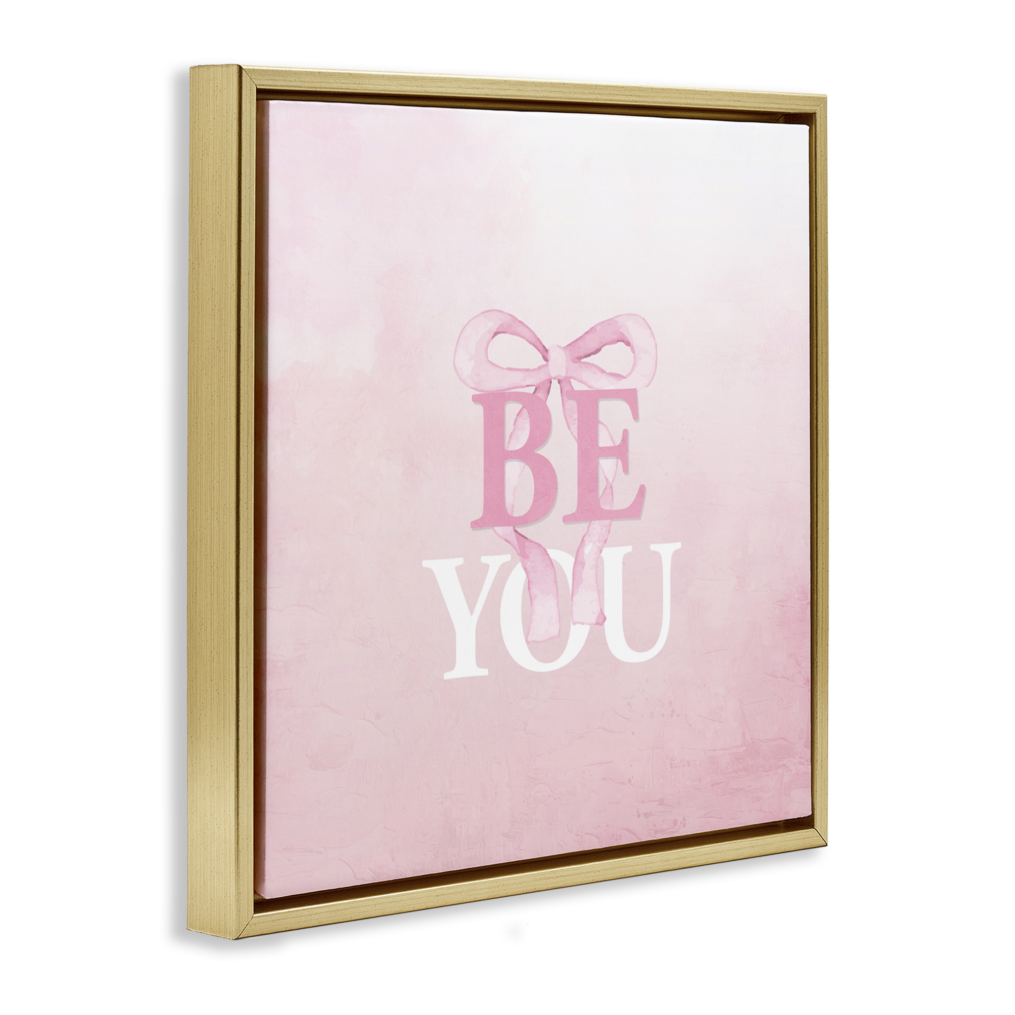 Feminine Be You Pastel Gold Framed Floater Canvas Wall Art, design by Kim Allen