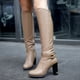 thumbnail image 3 of Botas altas Botas de caballero Tacón cuadrado pero botas hasta la rodilla Botas hasta la rodilla Botas de mujer de talla grande Botas Martin, 3 of 5