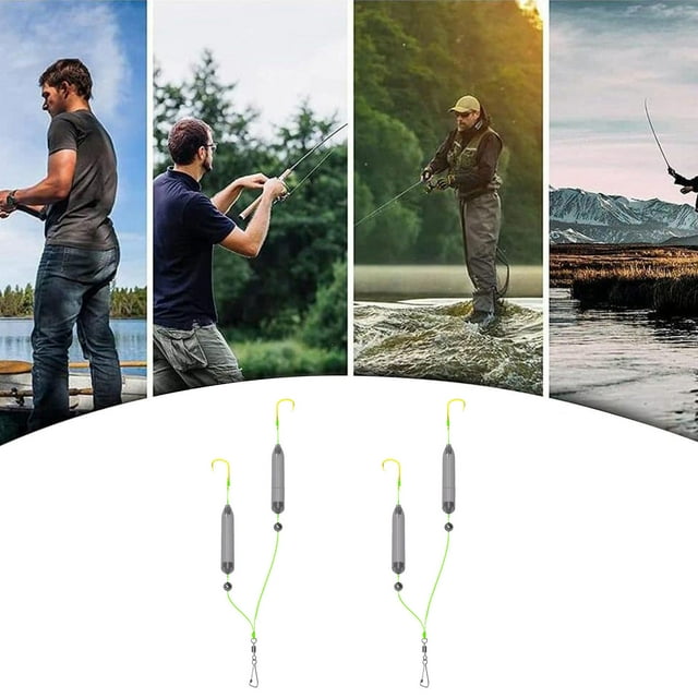 BKER Double Hook Reverse Bottom Rig Line Double Hook Bottom Fishing Rig Improve Floating Avoids Water And Silt For Big Game