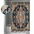 thumbnail image 4 of Black Boho Shower Curtain, 60" x 72", Oriental Medallion Retro Distressed Bohemian Waterproof Bathroom Curtain Washable Shower Curtain Set with 12 Hooks, 4 of 6