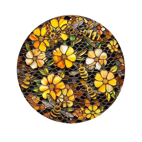 HELLOYOUNG Round Metal Sign, Bee Honeycomb Wall Decor Metal Art Plaque, Mask Theme Entrance Bar Home Decor Gift for Wall Living Room Club