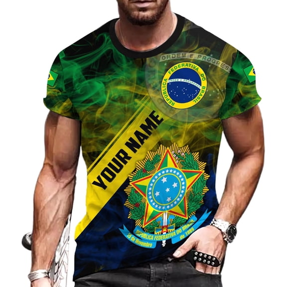 Personalized Name Brazil Shirt 3D, Brasil Shirt Flag Custom Name Brazilian Shirt for Men and Women Unisex S-5XL (DefaultTitle, S)
