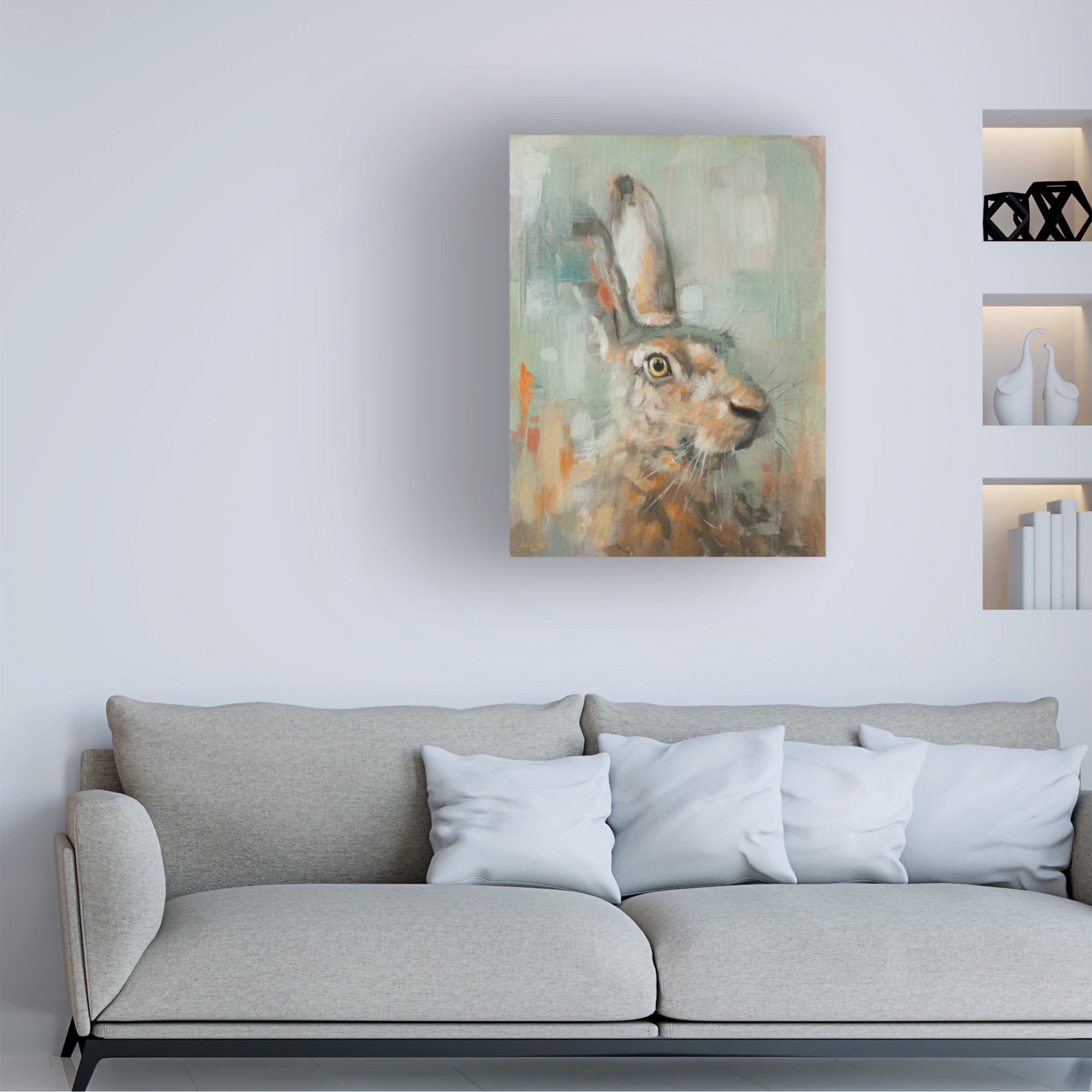 Canvas Wall Art - John Silver 'Hare' Wall Art for Living Room, Bedroom, or Office Décor by Trademark Fine Art - 18 x 24 Inches