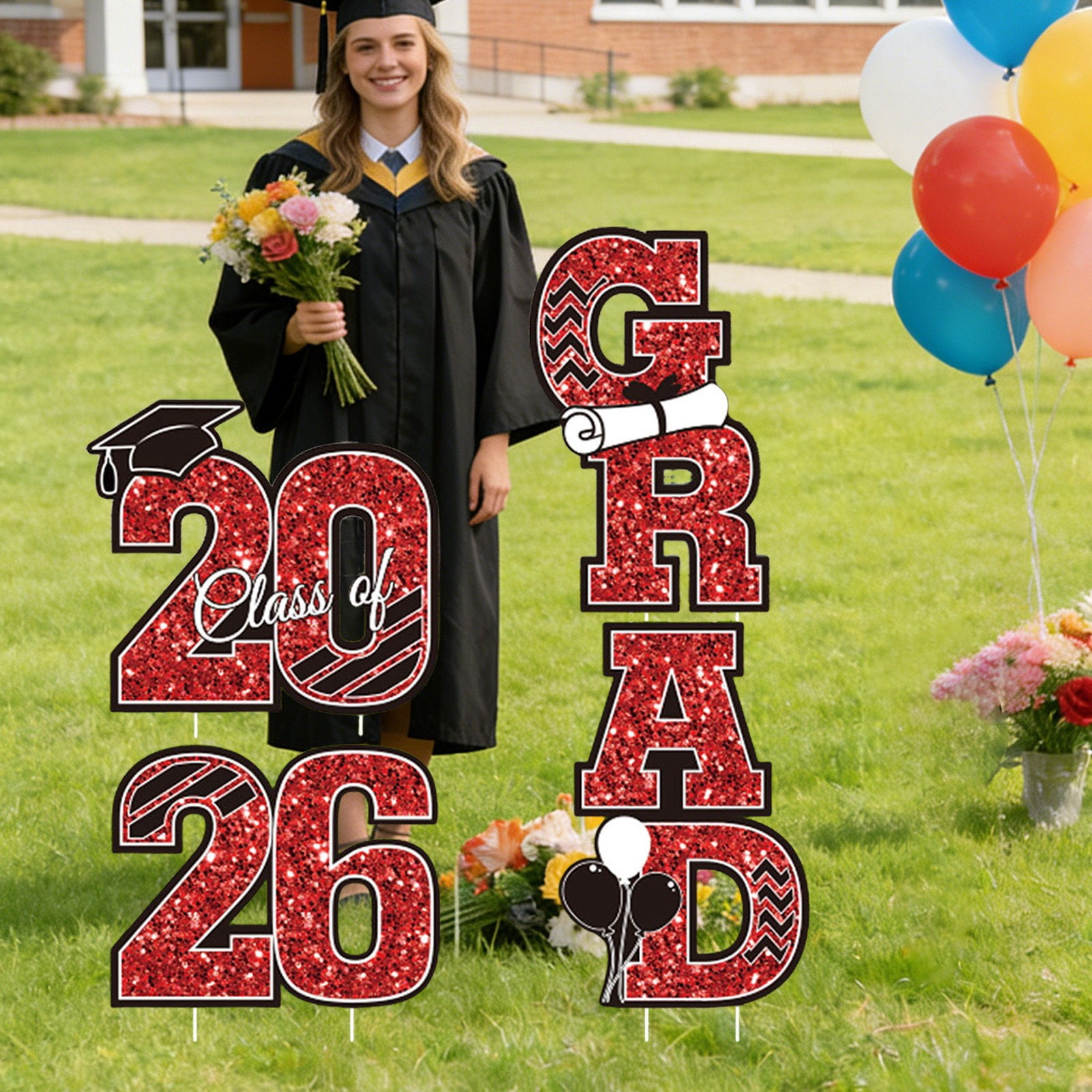 2026 Graduation Yard Sign With Stake Class Of 2026 Outdoor Grad Decor Congrats Grad Garden Sign Graduation Lawn Sign For High School College Grad Party Outdoor Decoration