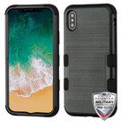 MyBat Tuff Hard Plastic/Soft TPU Rubber Dual Layer [Shock Absorbing] Hybrid Brushed Case Cover For Apple iPhone X XS 2017 - Black