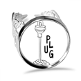 thumbnail image 1 of Three Hole Plug Line Hand-drawing Ring Adjustable Love Wedding Engagement, 1 of 3