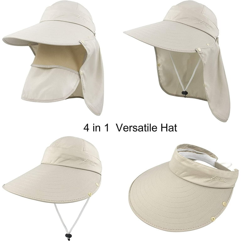 Yuanbang Sun Cap Fishing Hat for Men & Women, UV Protection, Lightweight Baseball Hat, Detachable Neck Flap & Face Cover-Beige, adult Unisex, Size
