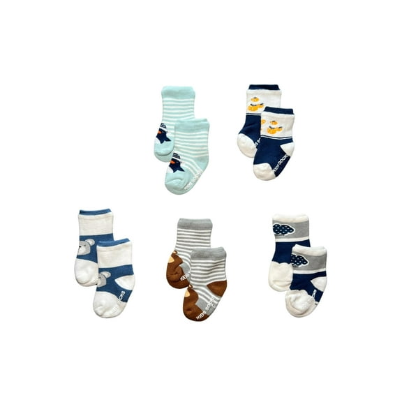 Pack of 5 Non-slip Baby Boy Toddler Socks - 1-3 Years