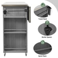 thumbnail image 4 of Euroco Outdoor Rolling Kitchen Island with Storage Shelves, Spice Racks, Towel Bars & Bottle, Foldable Stainless Steel Top, Solid Fir Wood Frame, Gray, 4 of 9