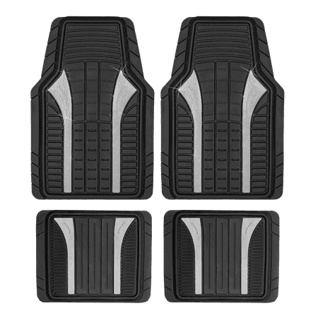 auto drive 4piece rubber car floor mats bling glitter silver - universal fit, 22cm100-1