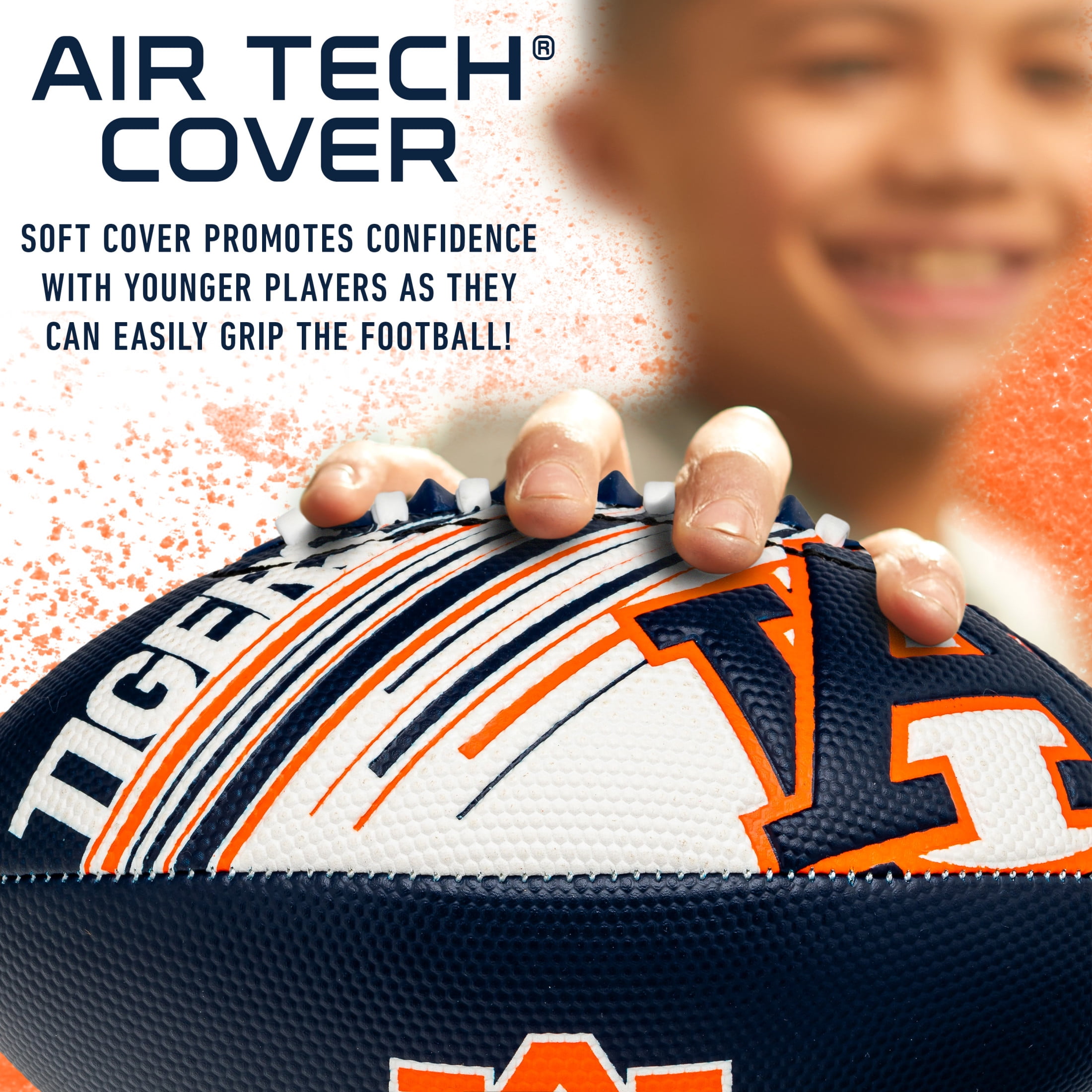 NCAA Auburn Tigers Football - Youth Mini Football - 8.5" Football- SPACELACE Easy Grip Texture- Perfect for Kids !