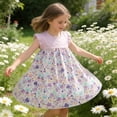 thumbnail image 5 of SROBPTY Girls Summer Dress Print Crew Neck Mid-Length Short Sleeve Sundress for 6 Months -10 Years, 5 of 5