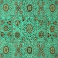 thumbnail image 1 of Ahgly Company Machine Washable Indoor Square Abstract Turquoise Blue Modern Area Rugs, 6' Square, 1 of 4