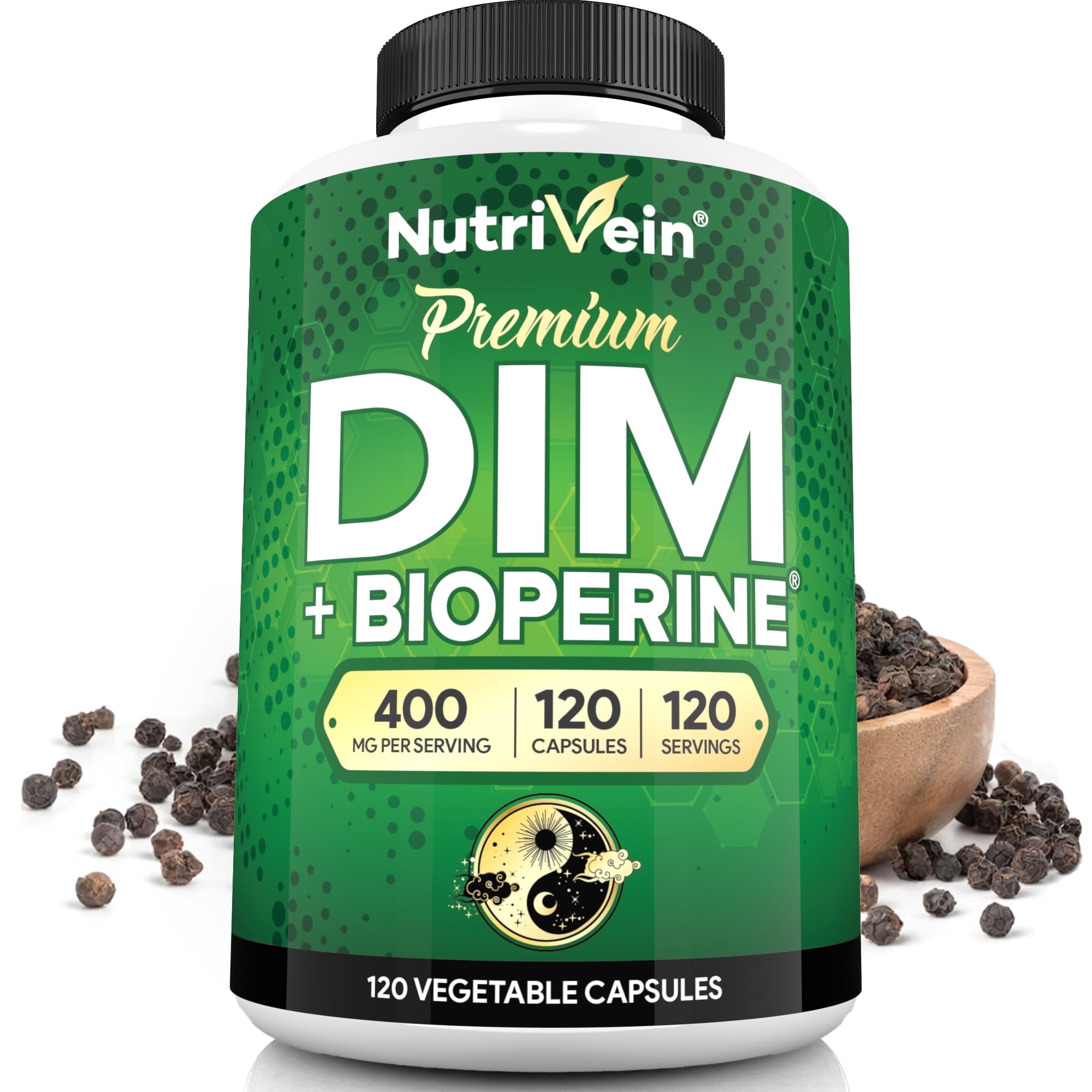 Nutrivein DIM Supplement 400 Mg - Hormone & Estrogen Balance, Vegan - 120 Capsules