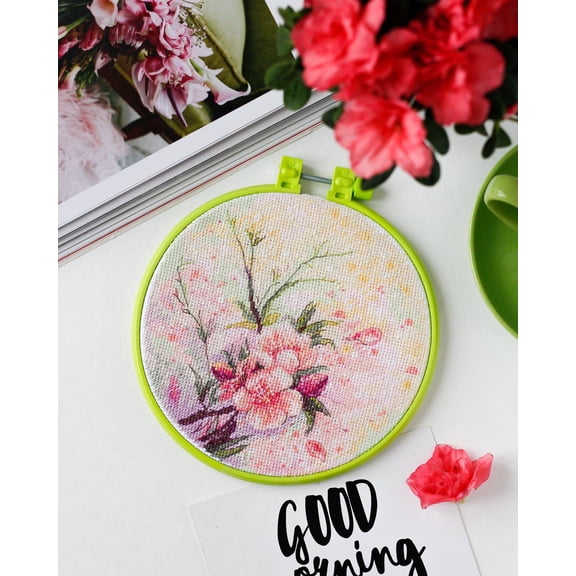 Wizardi Cross-Stitch kit - Tender Spring. Beginner Embroidery Kit for Adults. Cross-Stitch Supplies. Needle, Canvas, Scheme, Floss and Floss Organizer Kit. AHM-042 Abris Art
