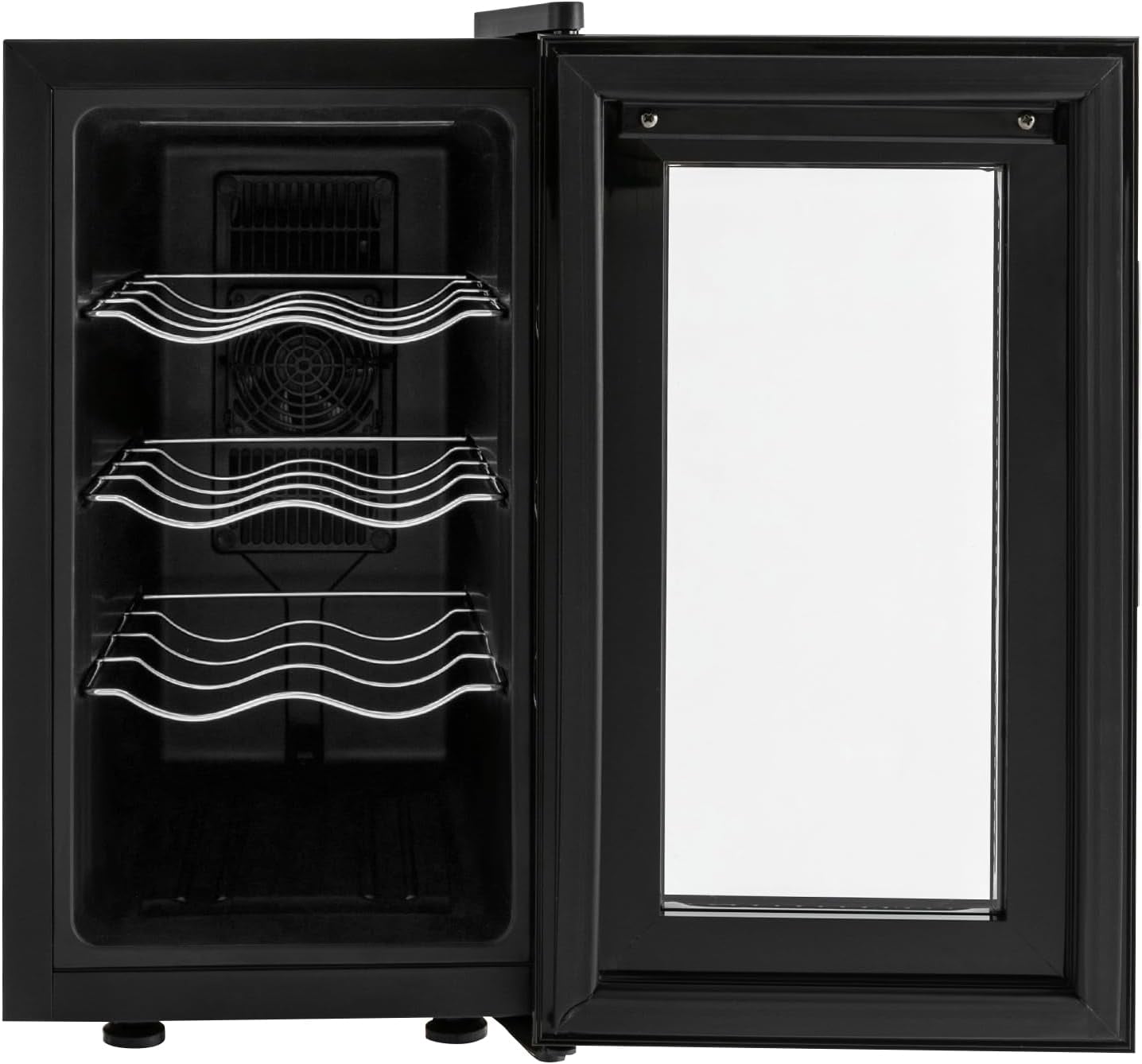 Miumaeov Thermoelectric Wine Cooler Countertop, 8-Bottle Horizontal Wine Fridge with Removable Shelves, 4 Tiers Freestanding Wine Chiller, 46.4-64.4°F