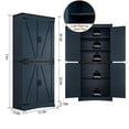 thumbnail image 5 of 71" Farmhouse Tall Kitchen Pantry, 5 Layers Storage Cabinet with Adjustable Shelves, Farmhouse Pantry Cabinet with 4 Barn Doors for Kitchen, Dining Room, Bathroom, Living Room, Rustic Blue, 5 of 8