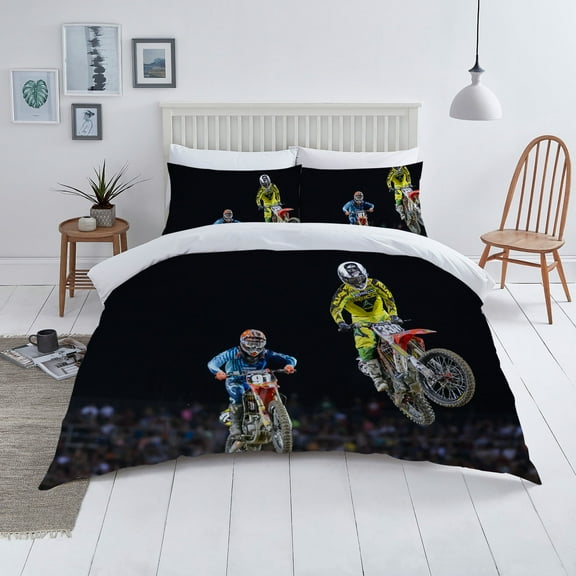 3D Motorcycle Printed Bedding Cover Set 2/3 Pcs Highend Home Textiles Newly Fashion,California King(98"x104")